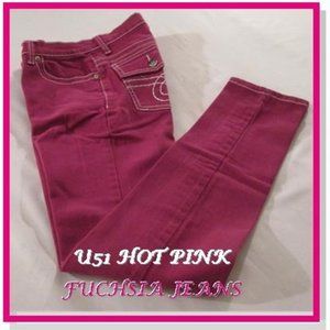 ❤ U-51 HOT PINK/FUCHSIA JEANS WITH EMBROIDERY ❤